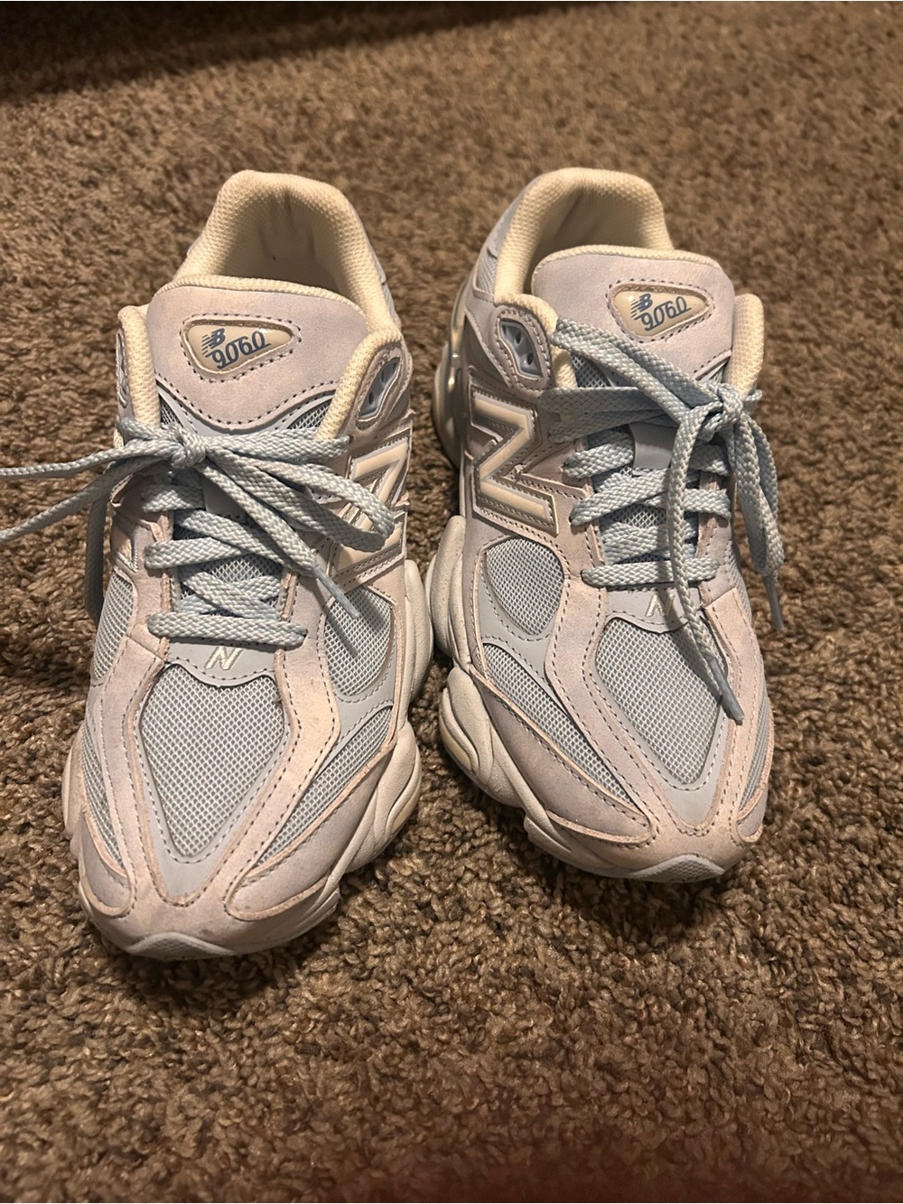 New Balance Kids White and Light Blue Lace-Up Sneakers